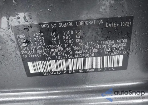 2022 Subaru Impreza Sport 5-Door z USA, uszkodzony, nr VIN 4S3GTAM66N3708365